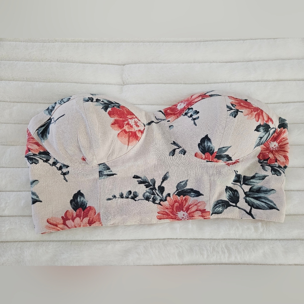 American Eagle 2 Piece Maxi Skirt & Bralette Set Cream Vibrant Floral Womens S/M - Picture 5 of 14